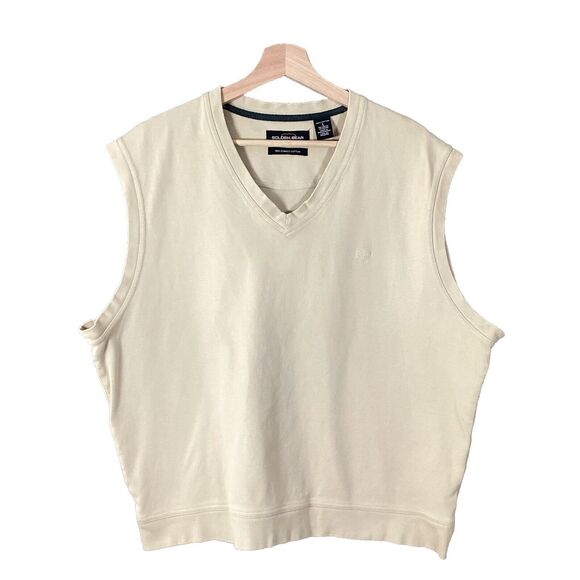 Jack Nicklaus Golden Bear Mens V-Neck Golf Sweater Vest Size Large Beige Cotton - Picture 1 of 11